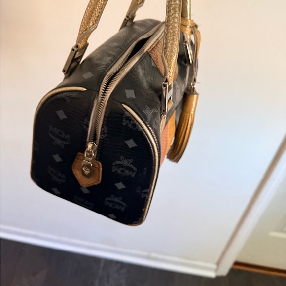 MCM Black and Gold Satchel with Tassel - Picture 8 of 11
